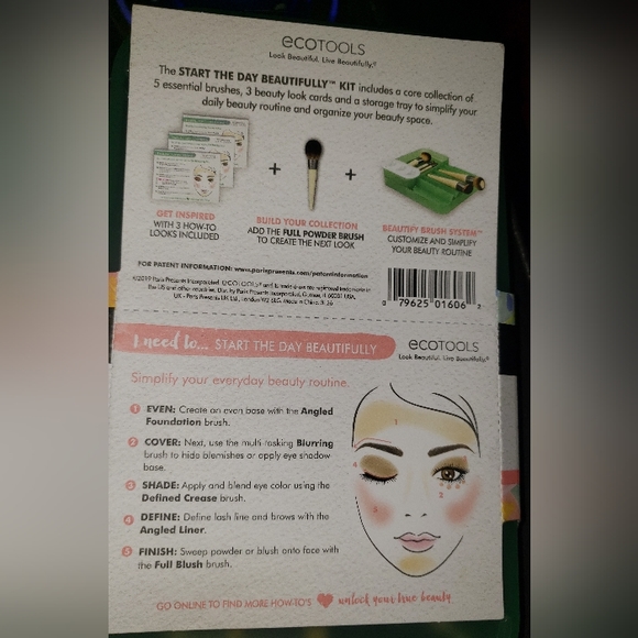 ECCOTOOLS COSMETIC BRUSHES WITH STORAGE TRAY. NIB. - Picture 2 of 6